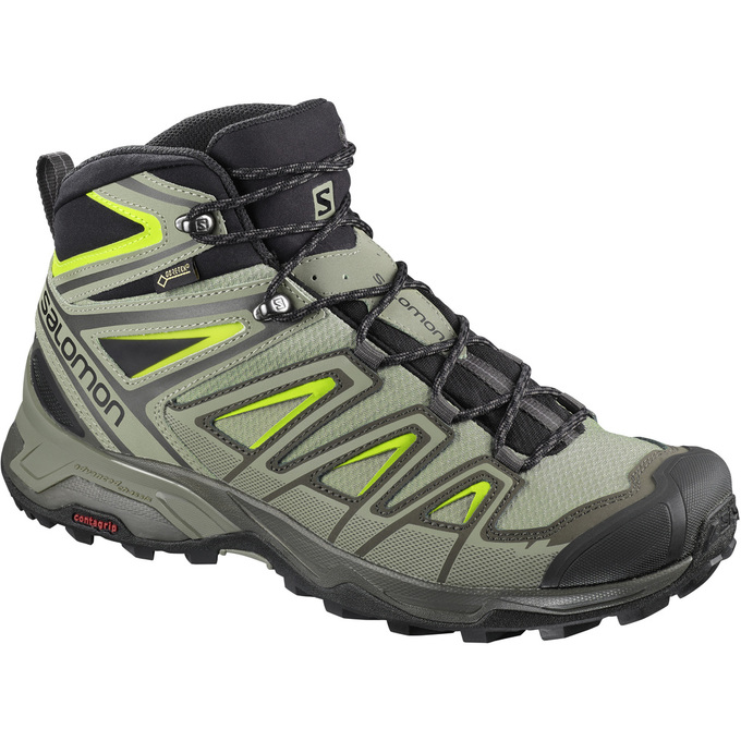 Chaussures De Randonnée Salomon Homme Vert Olive / Noir - Salomon X ULTRA 3 MID GTX® - France (1830-